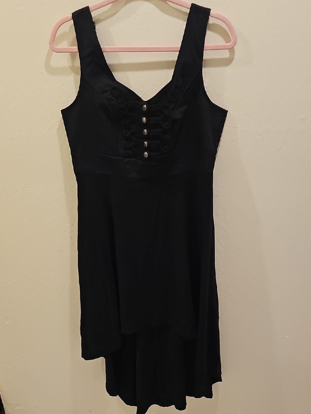 Royal Bones Black High-Low Button-Front Dress